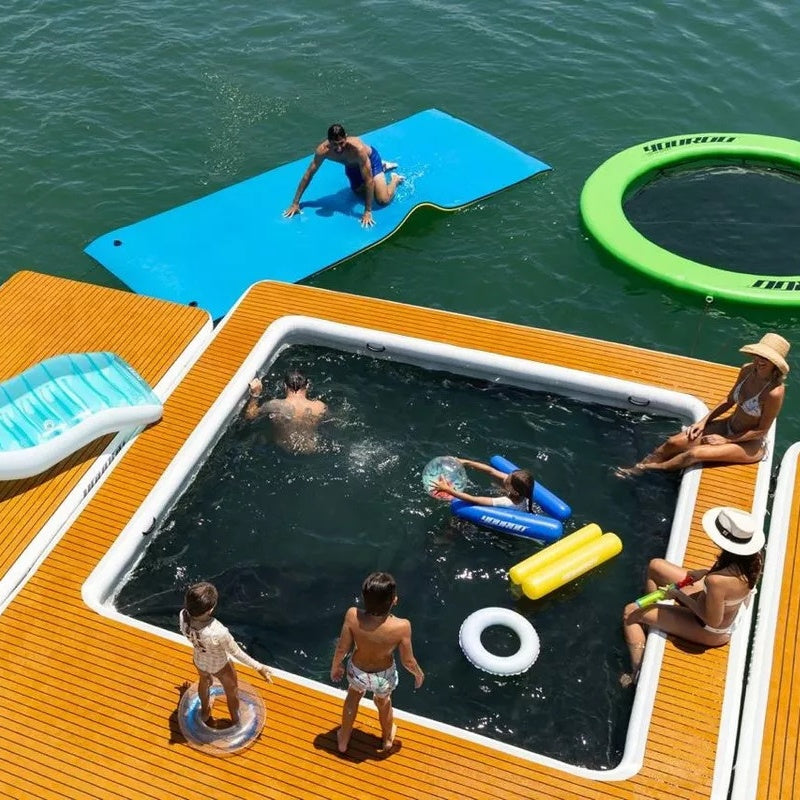 Piscina Flutuante Inflável E Plataforma Náutica Youroo 20m²