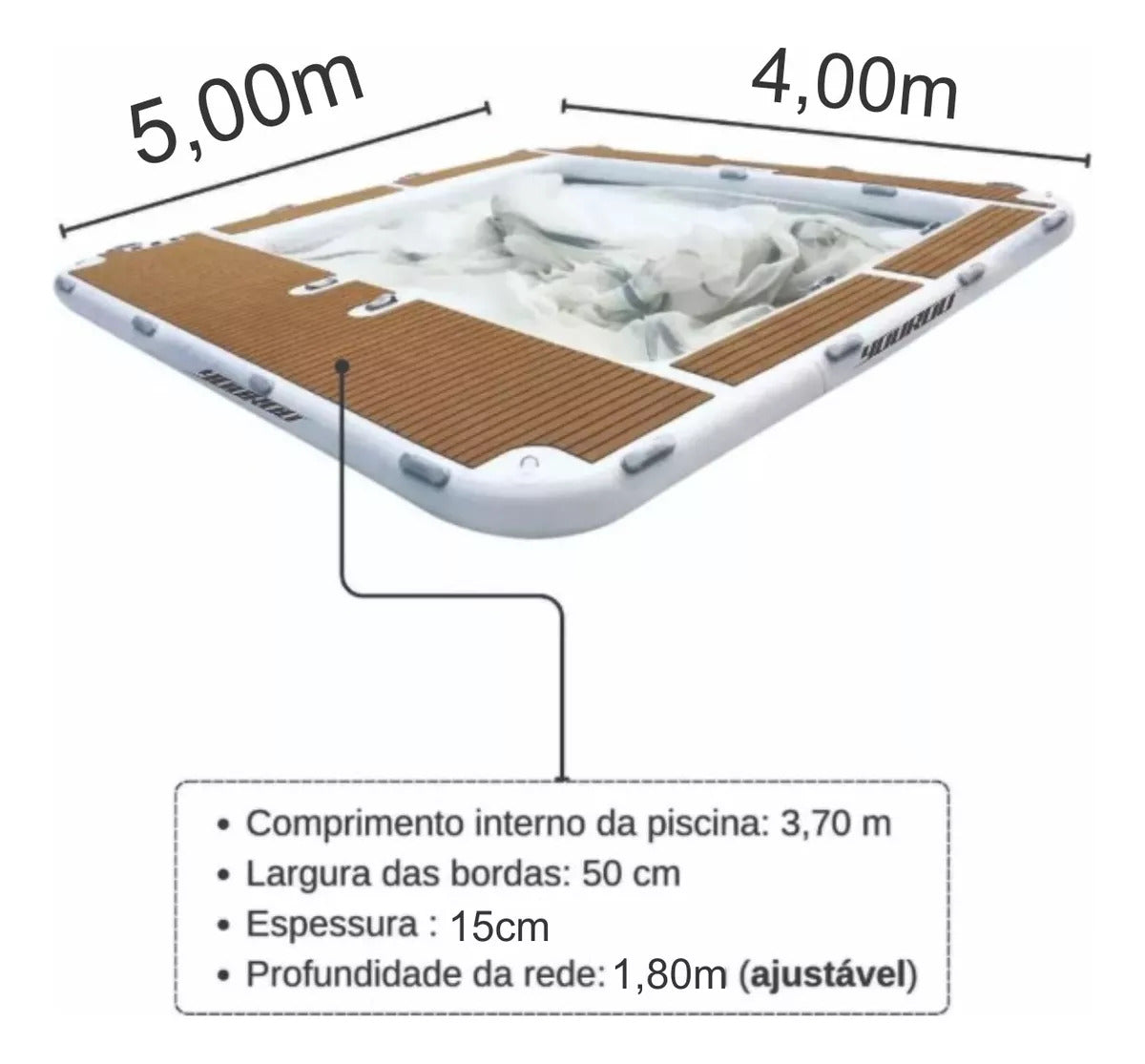 Piscina Flutuante Inflável E Plataforma Náutica Youroo 20m²