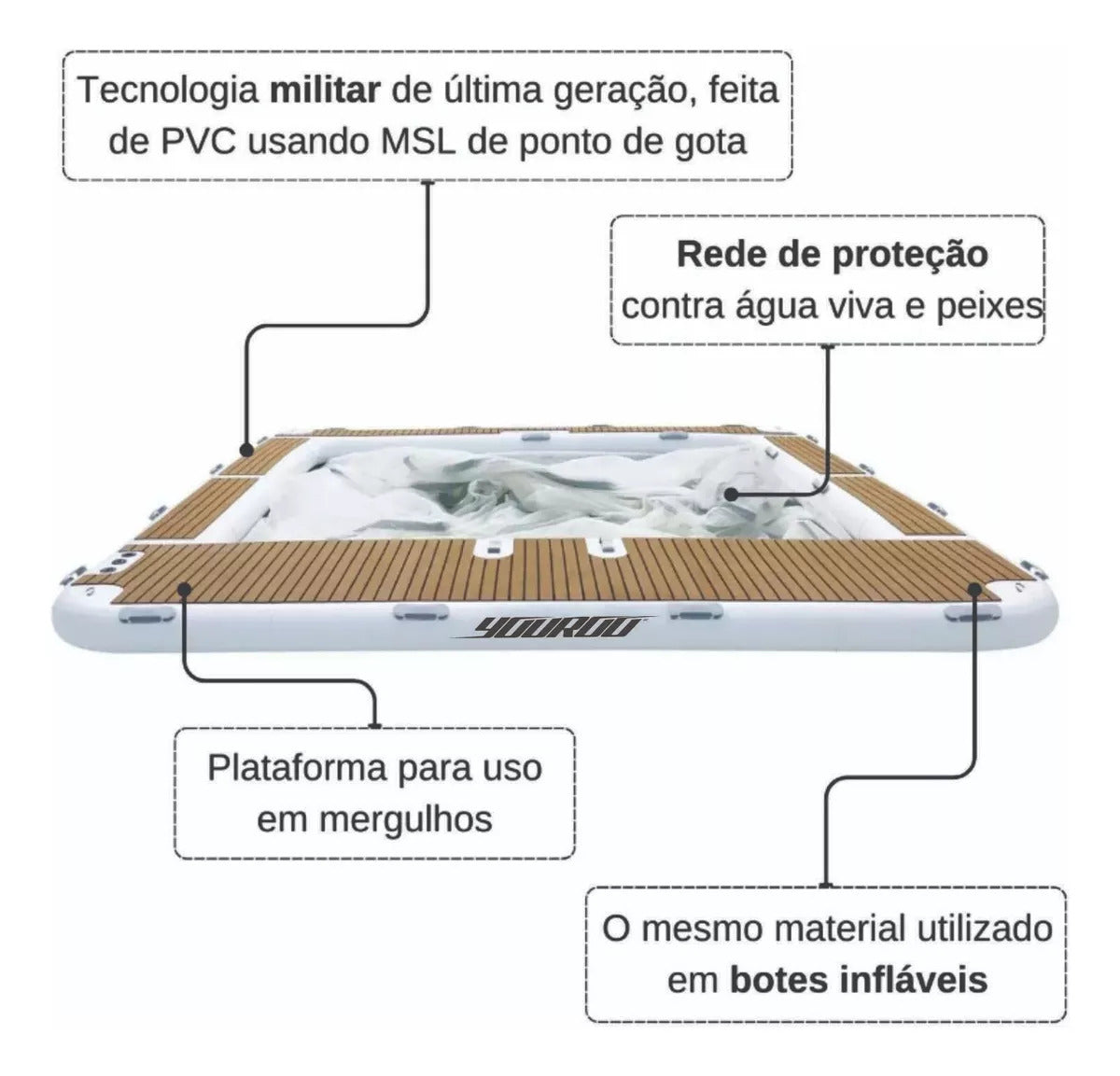 Piscina Flutuante Inflável E Plataforma Náutica Youroo 20m²