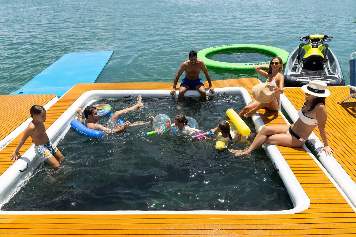 Piscina Flutuante Inflável E Plataforma Náutica Youroo 20m²