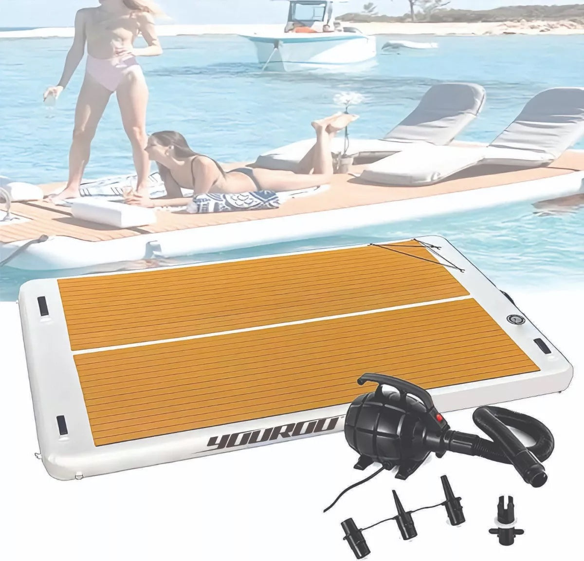 Plataforma Flutuante Inflável Youroo 4x3x20cm + Bomba