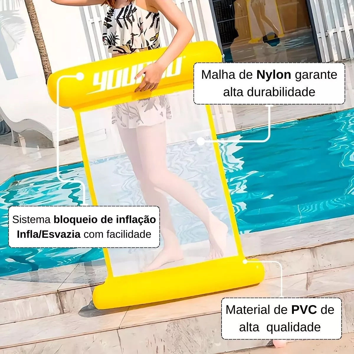 Rede Boia Cadeira Flutuante Inflável Piscina Mar Resistente