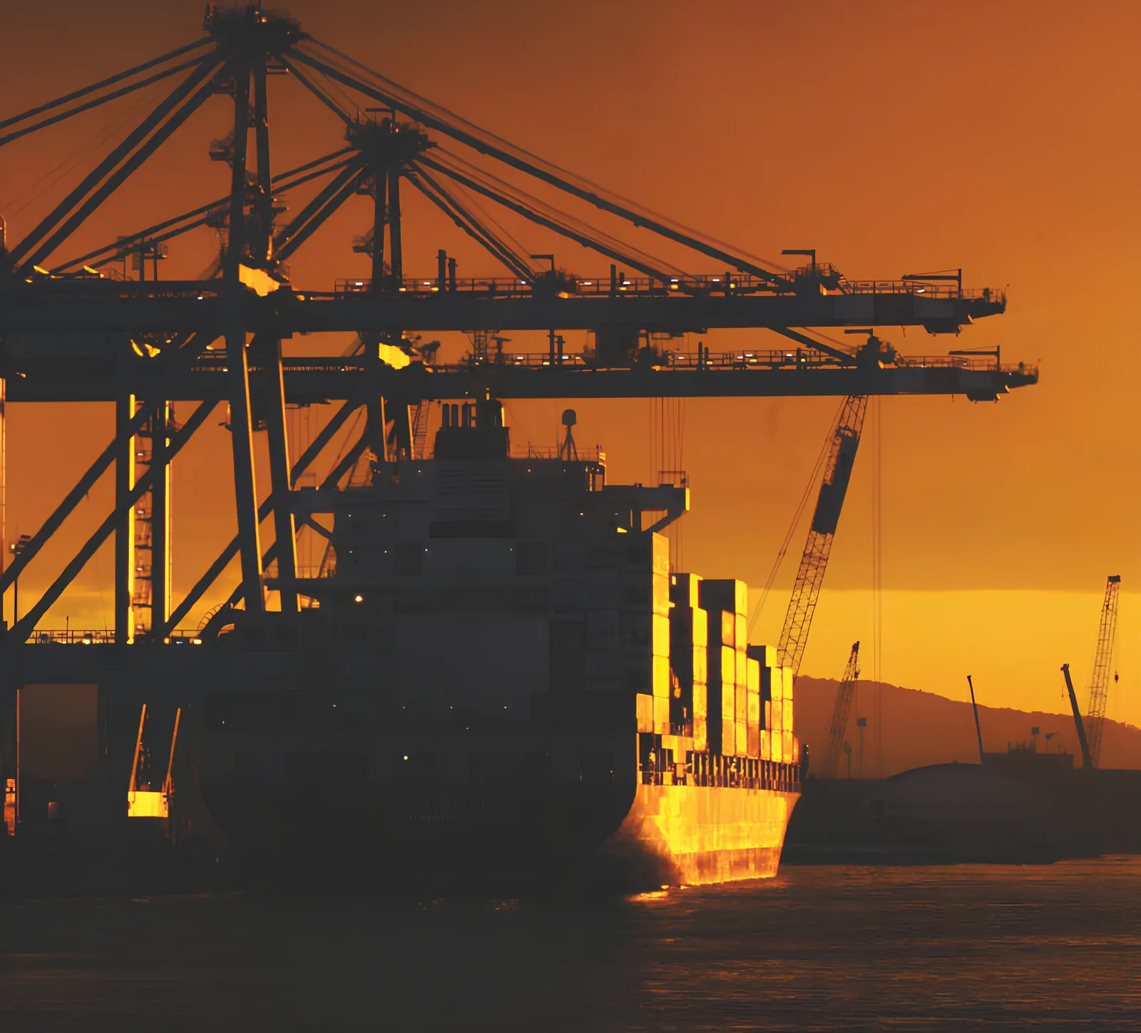 Porto de Itajaí em operação ao pôr do sol — Polo Náutico do Brasil